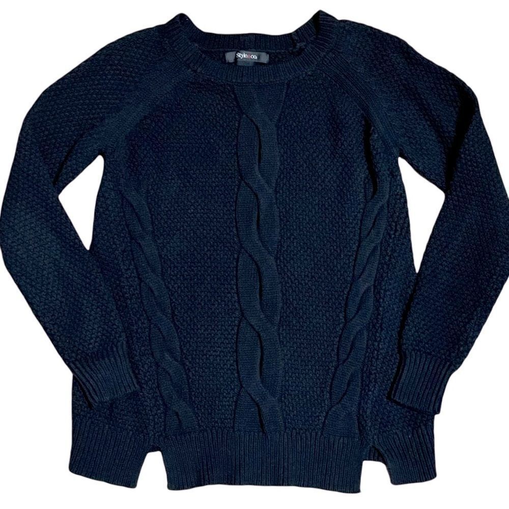 Style & Co Black Knit Button Back Sweater XSMALL